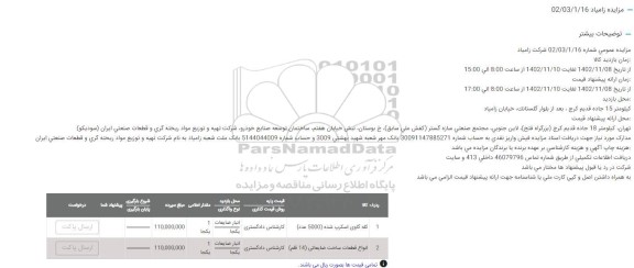 مزایده کله گاوی اسکرپ شده ...