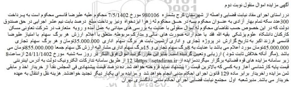مزایده فروش سهام اداری