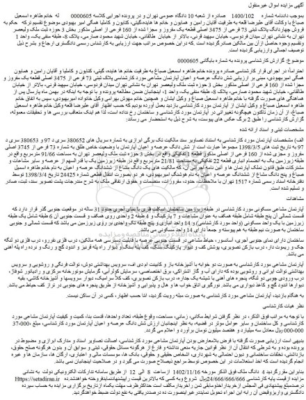 مزایده فروش شش دانگ عرصه و اعیان آپارتمان مشاعی
