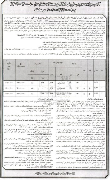 مزایده فروش املاک و مستغلات