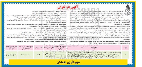 فراخوان مناقصه پیاده سازی 4 سامانه ثبت تخلف و تردد مبتنی بر پلاک خوان و ...