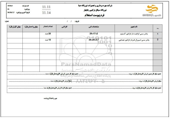 استعلام واشر مسی گرافیت دار انژکتور... 