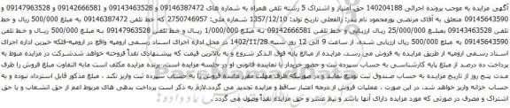 آگهی مزایده حق امتیاز و اشتراک 5 رشته تلفن همراه 