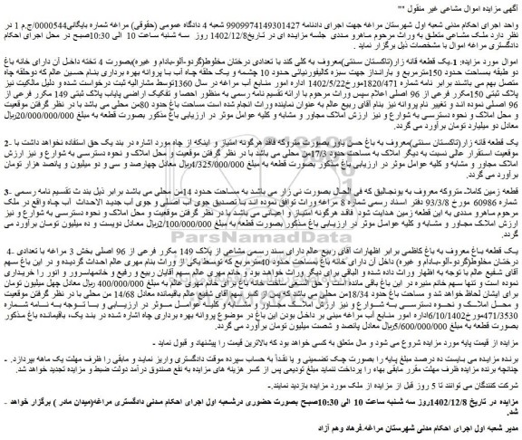 مزایده فروش املاک مشاع