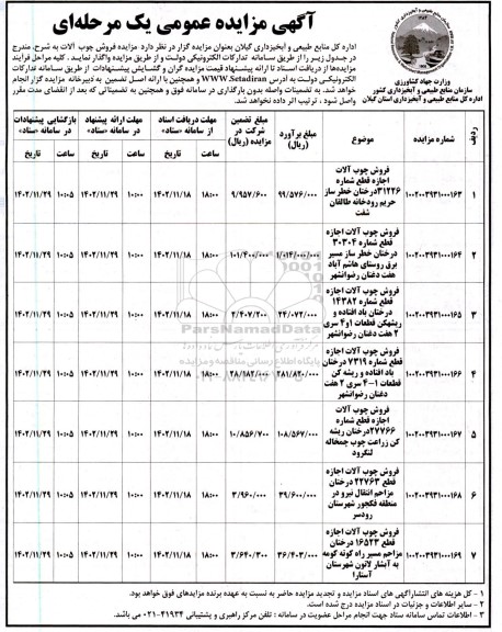مزایده فروش چوب آلات