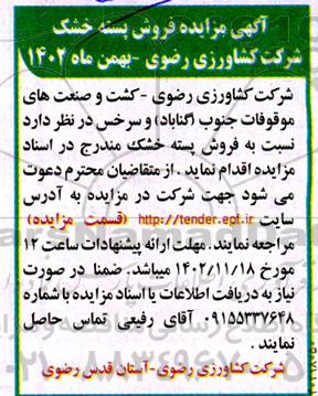 مزایده فروش پسته خشک