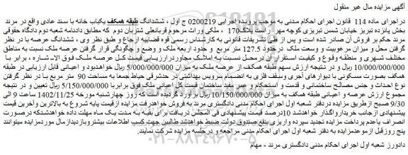 مزایده فروش ملک