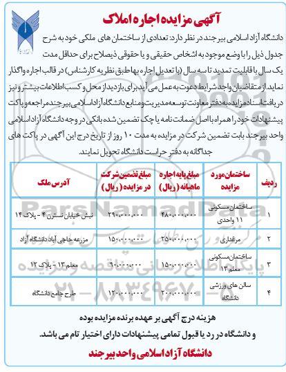 مزایده اجاره املاک 