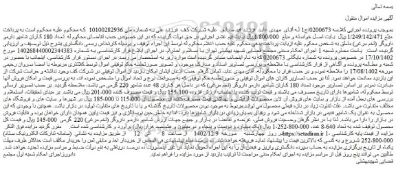مزایده فروش تعداد 180 کارتن شامپو دارمو داروگر (تخم مرغی)