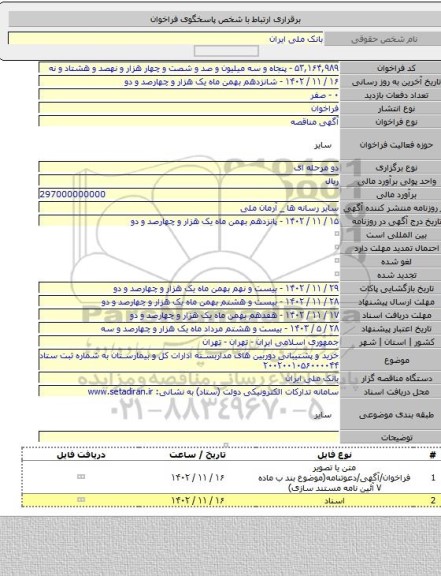 مناقصه, خرید و پشتیبانی دوربین های مداربسته ادارات کل و بیمارستان به شماره ثبت ستاد ۲۰۰۲۰۰۱۰۵۶۰۰۰۰۴۴