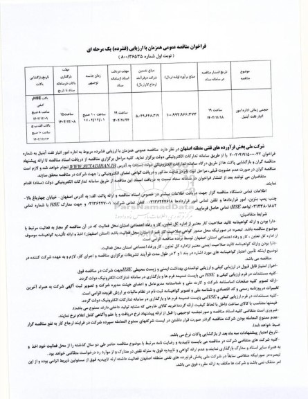 فراخوان مناقصه حجمی زمانی اداره امور انبار نفت آبنیل