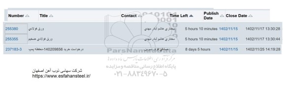 استعلام ورق فولادی ...