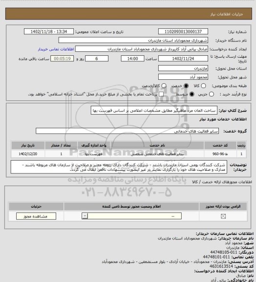 استعلام ساخت المان مرد ماهیگیر مطابق مشخصات اعلامی بر اساس فهرست بها