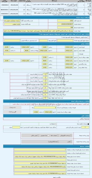 مزایده ، ریچ تراک- استاکر و کانتینر 20 فوت خالی - محل نگهداری اسکله شهیدرجایی - هزینه بیمه - حدودا به مبلغ 1.000.000.000 ریال به