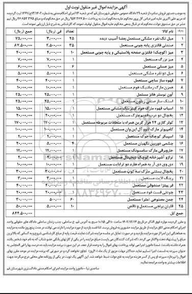  مزایده فروش مبل تک نفره مشکی مستعمل و ...