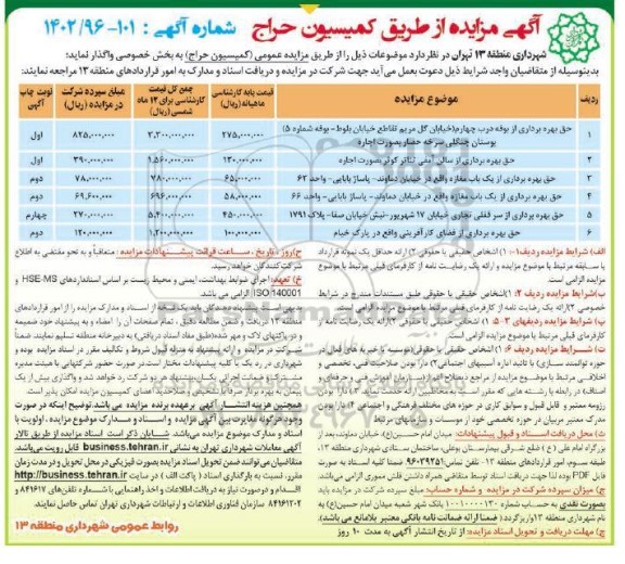 مزایده حق بهره برداری از بوفه ...