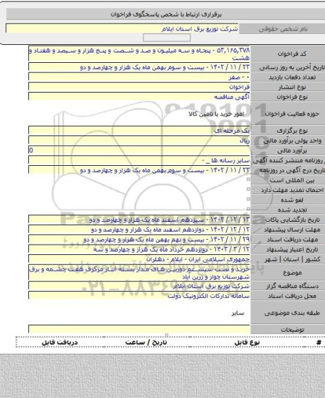 مناقصه, خرید و نصب سیستم دوربین های مدار بسته انبار مرکزی هفت چشمه و برق شهرستان چوار و زرین آباد