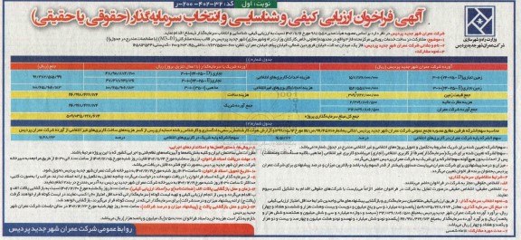 آگهی  فراخوان ارزیابی کیفی و شناسایی و انتخاب سرمایه گذار