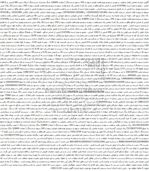 مزایده ملک با پلاک ثبتی 693 فرعی از 10613 اصلی