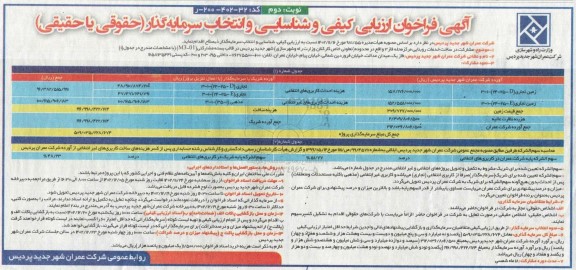 آگهی  فراخوان ارزیابی کیفی و شناسایی و انتخاب سرمایه گذار نوبت دوم