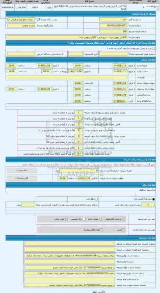 مزایده ، 70کارتن روغن حیات