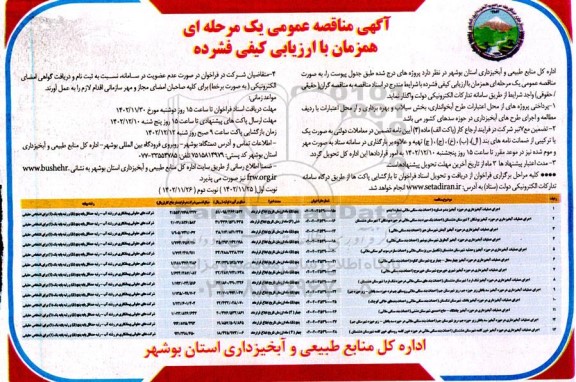 مناقصه اجرای عملیات آبخیزداری در حوزه ...