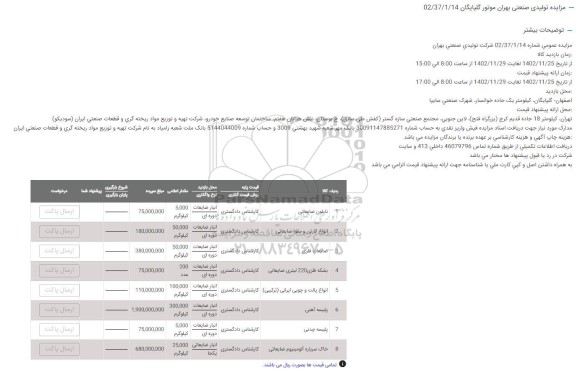 مزایده تابلون ضایعاتی...