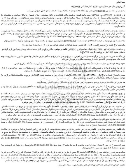مزایده فروش یک قطعه باغ: قطعه باغ 