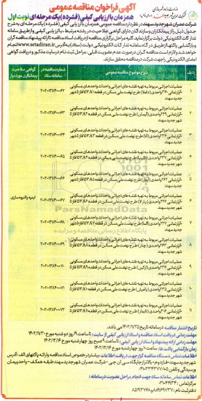 فراخوان عملیات اجرایی مربوط به تهیه نقشه های اجرایی و احداث واحدهای مسکونی- آپارتمانی