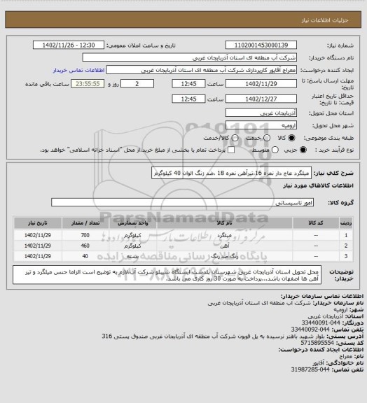 استعلام میلگرد عاج دار نمره 16،تیرآهن نمره 18 ،ضد زنگ الوان 40 کیلوگرم
