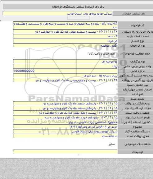 مناقصه, خرید چراغ ۸۰وات ال ای دی ۱۴۰۲۱۱۵۸
