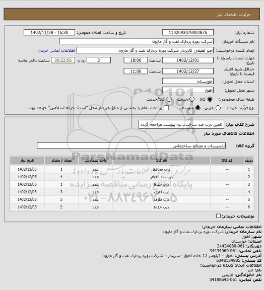 استعلام تامین درب ضد سرقت....به پیوست مراجعه گردد