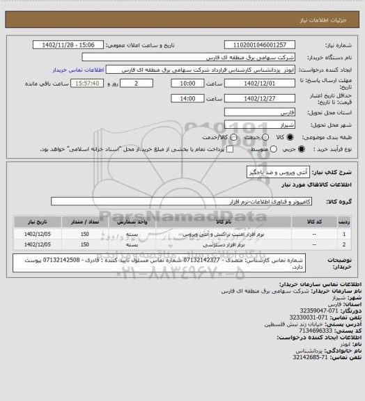 استعلام آنتی ویروس و ضد باجگیر