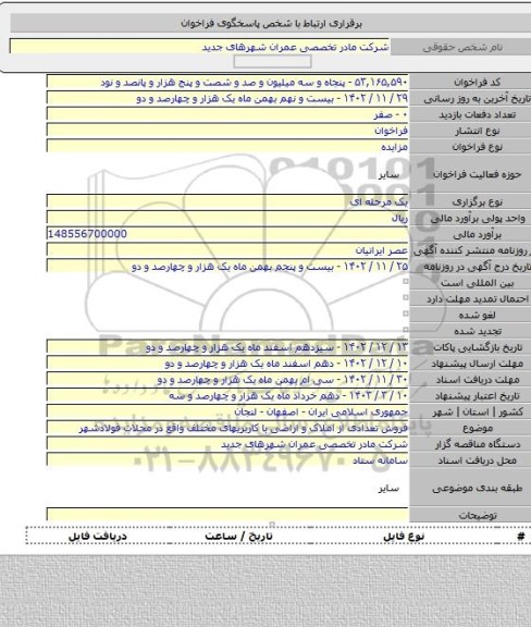 مزایده, فروش تعدادی از املاک و اراضی با کاربریهای مختلف واقع در محلات فولادشهر