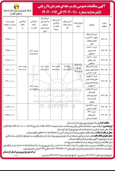 مناقصه خرید 5 دستگاه رکلوزر 630 آمپر با تابلو و متعلقات کامل...