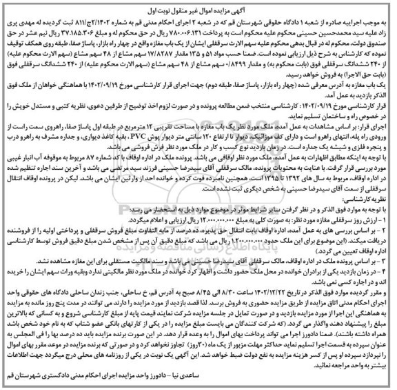 مزایده یک باب مغازه