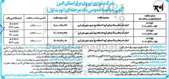 مناقصه اجرای طرح های رینگ و مانور 