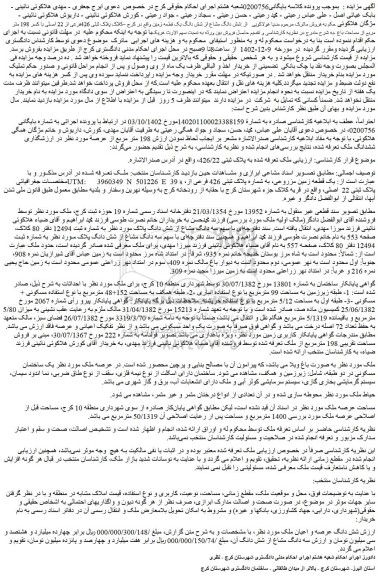 مزایده شش دانگ مشاع از شش دانگ یک قطعه زمین واقع در کرج