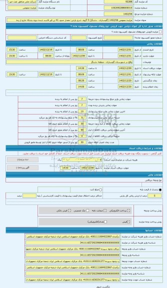 مزایده ، مفدار حدود 41 تن فیر فاسد شده درون بشکه خارج از رده