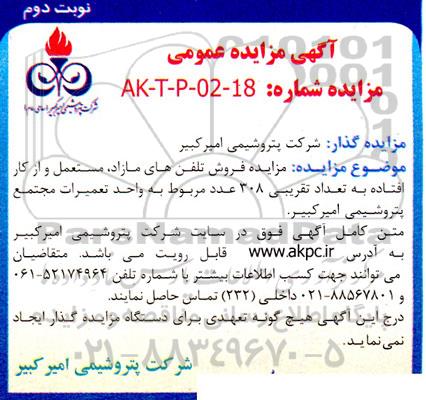 مزایده فروش تلفن های مازاد، مستعمل و از کار افتاده به تعداد تقریبی 308 عدد- نوبت دوم