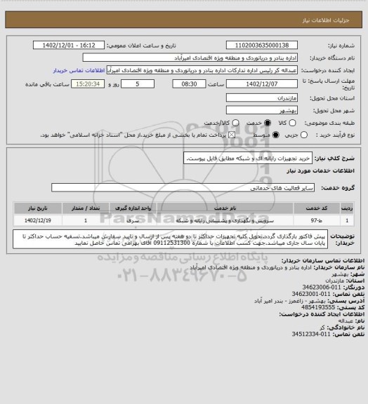 استعلام  خرید تجهیزات رایانه ای و شبکه مطابق فایل پیوست.