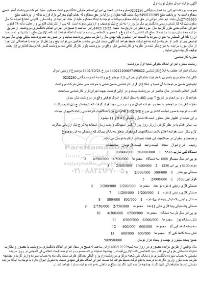 مزایده فروش دستگاه کپی شارپ 5516 و...