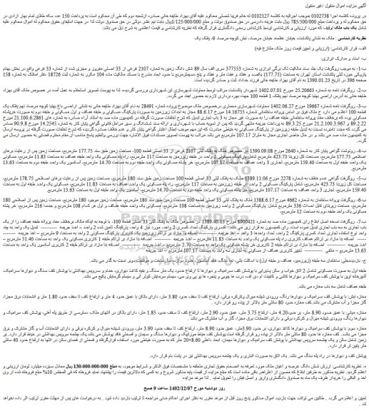 مزایده شش دانگ زمین به شماره 2107 فرعی از 33 اصلی