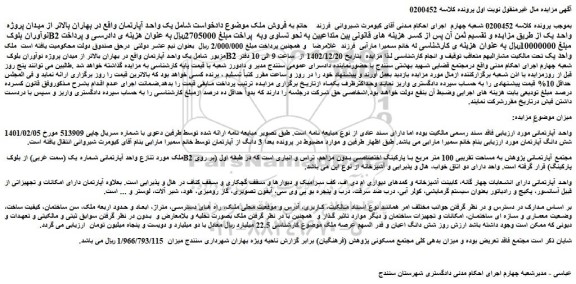 مزایده واحد آپارتمانی