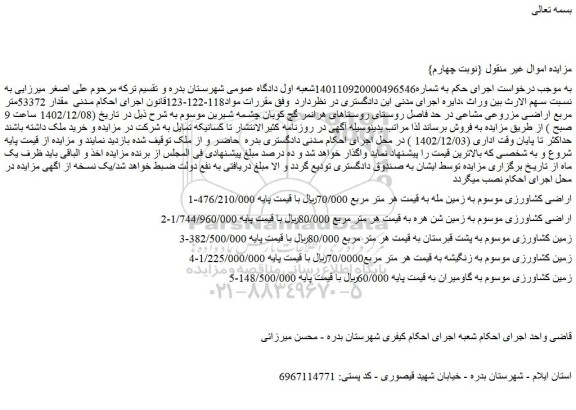 مزایده اراضی کشاورزی