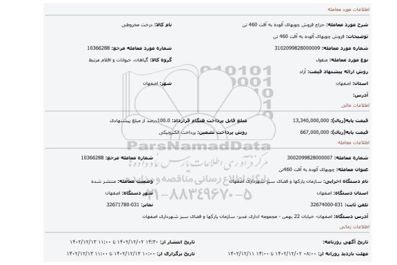 فروش چوبهای آلوده به آفت 460 تن