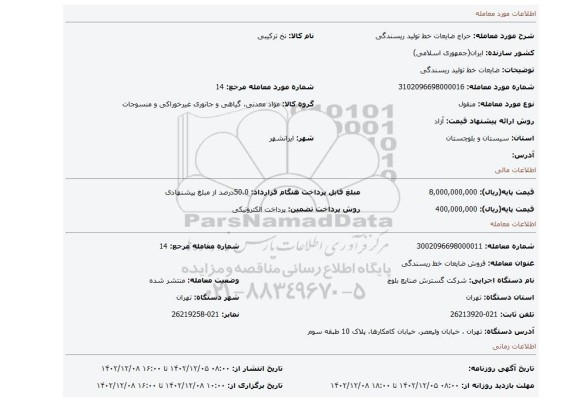 ضایعات خط تولید ریسندگی