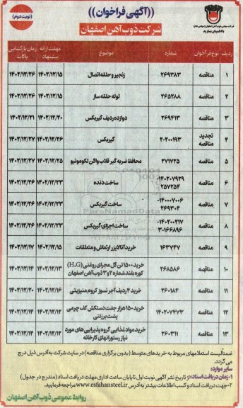 استعلام زنجیر و حلقه اتصال... نوبت دوم