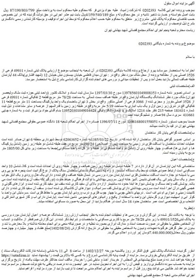 مزایده فروش ششدانگ یکدستگاه آپارتمان