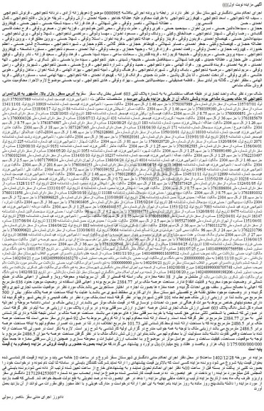 مزایده فروش یک واحد تجاری در طبقه همکف ساختمانی به شماره پلاک ثبتی 603 اصلی
